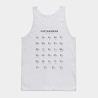 Vietnamese Alphabet Chart, Vietnam Language Chart, White Tank Top